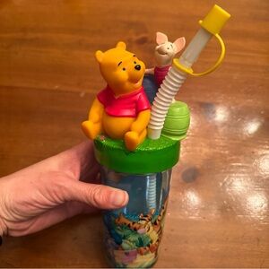 Vintage Winnie the Pooh and Piglet Kids Tumbler w Straw